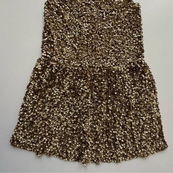 girls gold sequin dress Needle & Thread Girls Matilda Dress in Gold main image 1